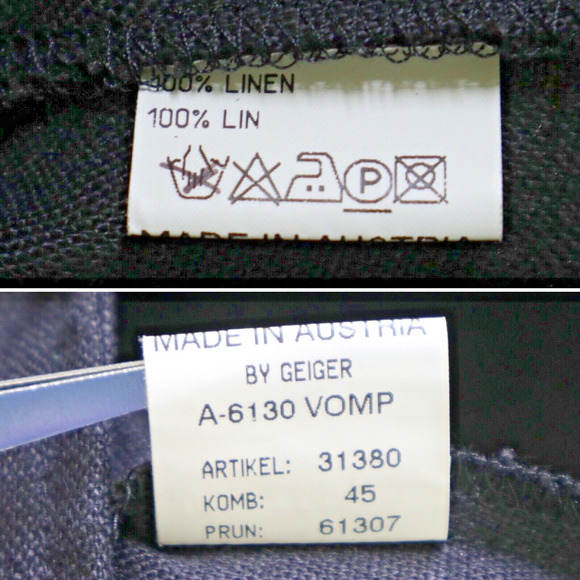 Vintage 1990s Geiger Women's M Linen Loop Collar Button Down Black - Picture 9 of 9